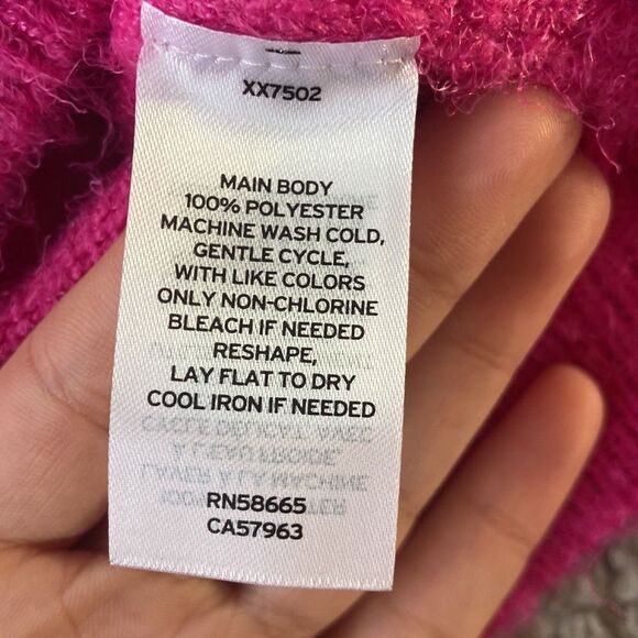 NWT Abound Fuzzy Knit Cropped Sweater Crewneck In Hot Pink Cyclamen Size Xs - Picture 9 of 10